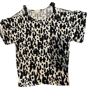 Michael Kors women’s animal‎ print cold shoulder belt straps short sleeve casual